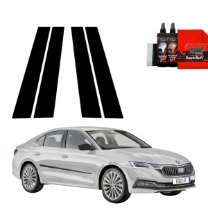 4w1 Czarna folia Grizz Protector na słupki do Skoda Octavia 4 Hatchback (2019-2024)
