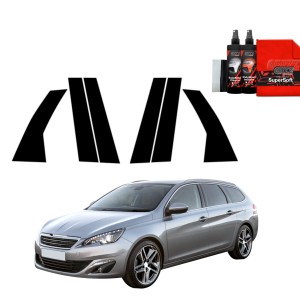 6w1 Czarna folia Grizz Protector na słupki do Peugeot 308 Kombi (2013-2021)