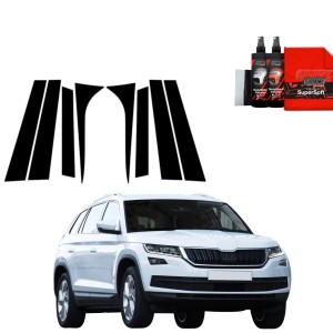 8w1 Czarna folia Grizz Protector na słupki do Skoda Kodiaq (2016-2023)