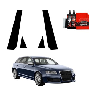 4w1 Czarna folia Grizz Protector na słupki do Audi A6 C6 Avant Facelifting (2008-2011)