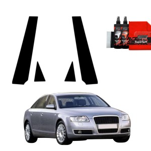 4w1 Czarna folia Grizz Protector na słupki do Audi A6 C6 Sedan 4D (2004-2008)