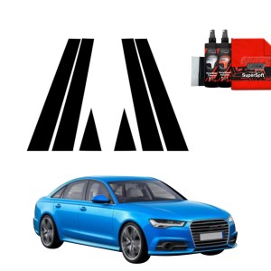 6w1 Czarna folia Grizz Protector na słupki do Audi A6 C7 Sedan Facelifting (2014-2018)