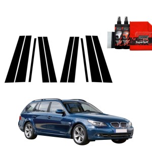 10w1 Czarna folia Grizz Protector na słupki do BMW 5 E61 Kombi LCI (2007-2010)