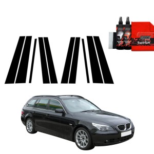 10w1 Czarna folia Grizz Protector na słupki do BMW 5 E61 Kombi PreLCI (2003-2007)