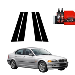 4w1 Czarna folia Grizz Protector na słupki do BMW 3 E46 Sedan Pre-LCI (1998-2001)