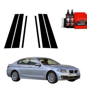 6w1 Czarna folia Grizz Protector na słupki do BMW 5 F10 Sedan LCI (2012-2017)