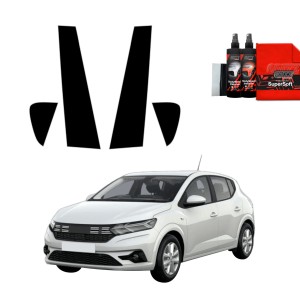 4w1 Czarna folia Grizz Protector na słupki do Dacia Sandero (2020-2024)