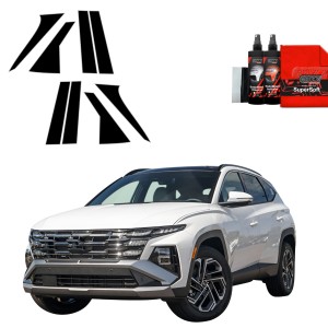 8w1 Czarna folia Grizz Protector na słupki do Hyundai Tucson Facelift (2024-2025)