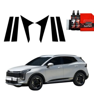 6w1 Czarna folia Grizz Protector na słupki do Kia Sportage 5 Facelift (2025-2026)