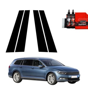 4w1 Czarna folia Grizz Protector na słupki do Volkswagen Passat B8 Kombi (2014-2022)