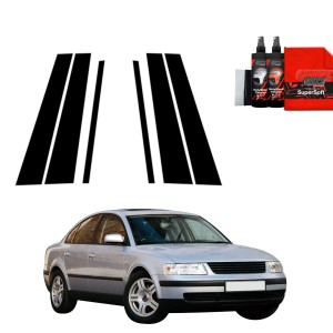 6w1 Czarna folia Grizz Protector na słupki do Volkswagen Passat B5 Sedan (1996-2000)