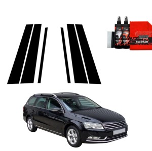 6w1 Czarna folia Grizz Protector na słupki do Volkswagen Passat B7 Variant (2010-2014)