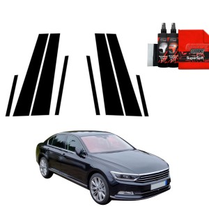 8w1 Czarna folia Grizz Protector na słupki do Volkswagen Passat B8 Sedan (2014-2022)