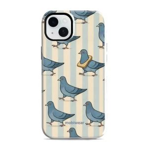 Etui ochronne do iPhone 15 Plus, Mobiwear Elite Pro, błękitne gołębie