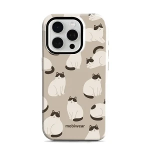 Etui ochronne do iPhone 15 Pro, Mobiwear Elite Pro, kawa miau