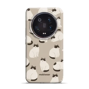 Etui ochronne do Xiaomi 14 Ultra, Mobiwear Elite Pro, kawa miau