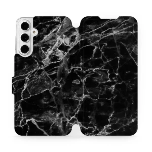 Etui z klapką do Galaxy A16 5G, Mobiwear Book, czarny marmur