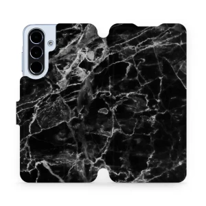 Etui z klapką do Galaxy A56 5G, Mobiwear Book, czarny marmur