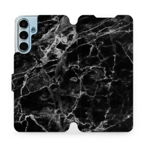Etui z klapką do Galaxy M55 5G, Mobiwear Book, czarny marmur