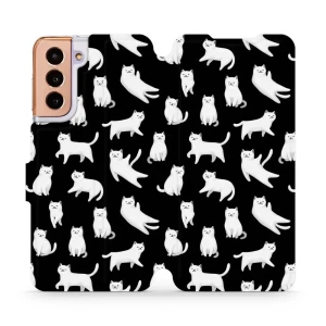 Etui z klapką do Galaxy S21, Mobiwear Book, kotki luna