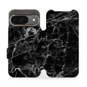 Etui z klapką do Google Pixel 9, Mobiwear Book, czarny marmur