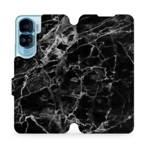 Etui z klapką do Honor 90 Lite, Mobiwear Book, czarny marmur