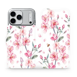 Etui z klapką do iPhone 17 Pro Max, Mobiwear Book, różowa wiosna