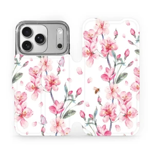 Etui z klapką do iPhone 17 Pro, Mobiwear Book, różowa wiosna