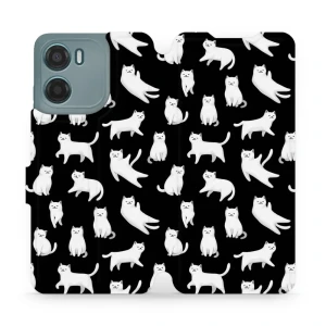 Etui z klapką do Motorola Moto E15, Mobiwear Book, kotki luna