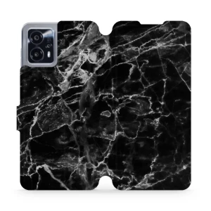 Etui z klapką do Motorola Moto G13, Mobiwear Book, czarny marmur