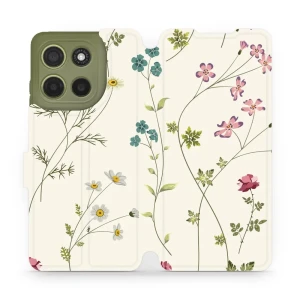 Etui z klapką do Motorola Moto G15, Mobiwear Book, polne kwiaty