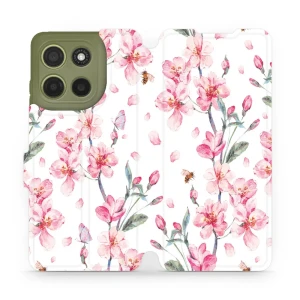 Etui z klapką do Motorola Moto G15, Mobiwear Book, różowa wiosna