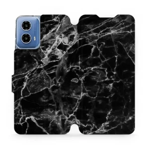 Etui z klapką do Motorola Moto G34 5G, Mobiwear Book, czarny marmur