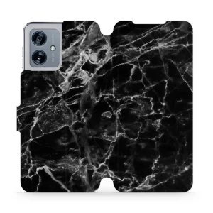 Etui z klapką do Motorola Moto G54 5G, Mobiwear Book, czarny marmur