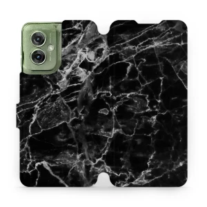 Etui z klapką do Motorola Moto G55 5G, Mobiwear Book, czarny marmur