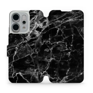 Etui z klapką do Oppo Reno 14, Mobiwear Book, czarny marmur
