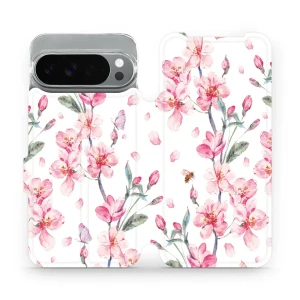 Etui z klapką do Pixel 10 Pro XL, Mobiwear Book, różowa wiosna