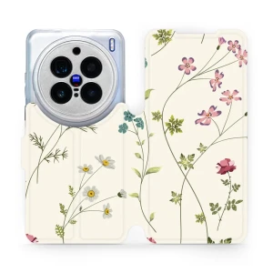 Etui z klapką do Vivo X200 Pro, Mobiwear Book, polne kwiaty