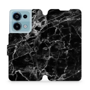 Etui z klapką do Xiaomi Redmi Note 13 Pro 4G, Mobiwear Book, czarny marmur