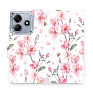 Etui z klapką do Xiaomi Redmi Note 14 5G, Mobiwear Book, różowa wiosna
