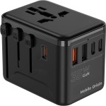 Ładowarka sieciowa, podróżna GaN 3x USB-C PD, 2x USB-A QC, 35W, Mobile Origin Travel Adapter, adaptery UK / USA / EU / AUS, czarna