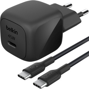 Ładowarka sieciowa USB-C PD 3.1, 45W, Belkin Boost Compact, kabel USB-C, czarna