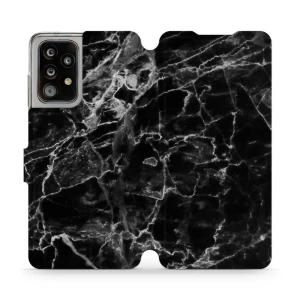 Etui z klapką do Galaxy A52, Mobiwear Book, czarny marmur
