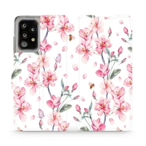 Etui z klapką do Galaxy A52, Mobiwear Book, różowa wiosna