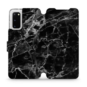 Etui z klapką do Galaxy S20, Mobiwear Book, czarny marmur