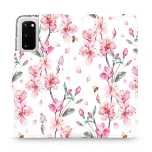Etui z klapką do Galaxy S20, Mobiwear Book, różowa wiosna