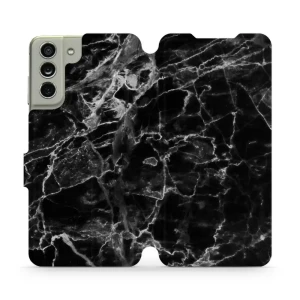 Etui z klapką do Galaxy S21 FE, Mobiwear Book, czarny marmur