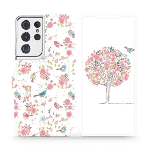 Etui z klapką do Galaxy S21 Ultra, Mobiwear Book, różowy gaj