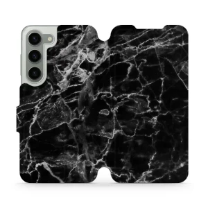 Etui z klapką do Galaxy S23, Mobiwear Book, czarny marmur