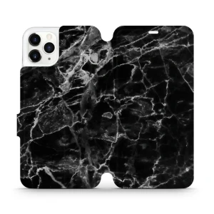 Etui z klapką do iPhone 11 Pro Max, Mobiwear Book, czarny marmur